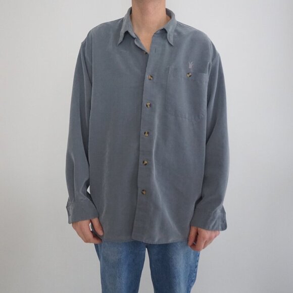 Vintage Storm Tech Slate Gray Wrinkle Free Button Down Dress Shirt Size Large - Picture 1 of 10